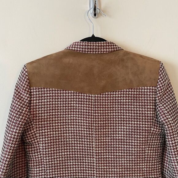 The Kooples Houndstooth Linen Blend Suede Blazer - Picture 7 of 13